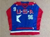 Vintage Team USA Mighty Ducks D2 Movie Hockey 96 Charlie Conway 44 Fulton Reed 21 Dean Portman Tröjor Sydda Billiga Röd Blå Alternativ