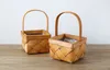 6PCS- PACK Country Style Vintage Wood Garden Flower Planter Crate Succulent Square Plant Desktop Storage Box Pot With Handle