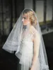Véu de casamento com fita de crina dupla, véu de noiva com blush e ponta dos dedos, comprimento personalizado, acessórios de noiva, véus circulares 9052330