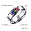 Grabado láser gratis 8 mm de moda de acero inoxidable Crystal Rainbow anillos de boda joyería lesbiana gay