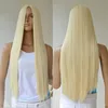 Nya syntetiska krämiga vita peruker 70cm lång Straight Wig Carve Dance Performances Party Anime Parykvinnor Drag Queen Cosplay Hårprodukter