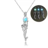 Glow in the Dark Mermaid Necklace Fluorescent Light Locket Pendant Chain for Women Fashion Jewelry will and sandy gift