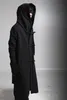 New fashion long trench coat men hip hop black long coat hoodie jacket mens casual wool overcoat hooded manteau homme cappotto