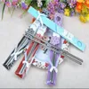 100Pairs/lot 200pcs East Meets West Stainless steel chopsticks Chinese style wedding Wedding / Function favors gifts DHL FEDEX Free shipping