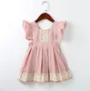 Precioso vestido de princesa de estilo europeo de alta calidad para niñas, ropa de algodón de retales, vestido rosa de verano