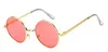 Ocean candy color lens Pink Blue Gothic Steampunk Unisex Sunglasses Men Women Eyeglasses Round Brand Designer Sun glasses Mirror