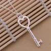 925 Verzilverd Hart Key Oorbellen Ketting Set 925 Sterling Zilveren Mode Ketting Oorbellen Sieraden Set