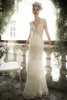 Vintage Lihi Hod Trouwjurken Sheer Diepe V-hals Backless Bohemia Kant Applique 2019 Bruidsjurken Chiffon Court Train Long Bridal Dress