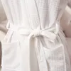 Wholesale-Towel Bath Robe Dressing Gown Unisex Men Women Sleeve Solid Cotton Waffle Sleep Lounge Bathrobe Peignoir Nightgowns Lovers Robes