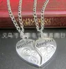 Heart Pendant Jewellery 2 Pieces Mother Together with Daughter Zinc Alloy Chain Length 50cm Pendant Necklace Silver