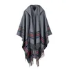 2017 Winter Stoles Women Cashmere Striped Poncho Cape Tassel Hooded Oversized Knitted Cardigan Blanket Long Shawl Scarf Pashmina2232736