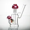 Dab Rig Small Glass Bong Oil Rig Mini Bong Recycler Dab Bong 5 '' Vattenbong med röd svamp 14mm Glass Dome