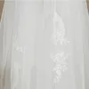 新しい在庫の実画像素晴らしいリボンエッジ2つのレイヤーと櫛のような白い肘の長さ結婚式ベール