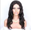 Brasilianska mänskliga Virgin Lace Front Hair Wigs Body Wave Style Produkt Naturlig Svart Färg 130% Desnity