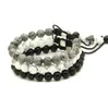 Groothandel 10 stks / partij 8mm Natural Black Onyx, White Howlite Marmeren Grijze Jasper Stone Kralen Macrame Lucky Armbanden