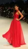 Moda Miranda Kerr Runway Red lantejoulas Chiffon vestido de noite longo Prom Dres celebridade vestido formal vestido de festa