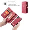 Caseme Magnetic Leather Wallet Fodral Split Zipper Bag Multi Slot Case för iPhone 12 11 Pro XS Max XR 8 7 6 Plus Samsung S21 S20 Ultra Not20