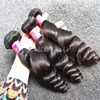 Najlepiej sprzedający się 9a Natural Black Color Hair Extension 4 sztuk / partia 10-24 cal Falisty Brazylijski Ludzki Włosy Luźna Fala Darmowa Wysyłka