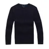 새로운 고품질 고품질 폴로 트위스트 바늘 니트 코튼 둥근 목격 단색 스웨터 mens2024의 무료 전달