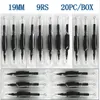 20 x Tube de poignées de tatouage jetables avec aiguilles assorties 9RS taille 3/4 "(19mm) pour aiguilles gobelets d'encre Kits de poignée