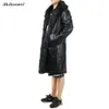 Wholesale-新しいファッションメンズ冬の毛皮の革のジャケットロングコート両面を着用厚い防水リバーシブル男性オーバーコート男性プラスサイズ7xl
