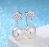 18 styles 925 sterling Silver Pearl rhinestone Rhodium Plated Hoop Stud Earrings Fashion Hot sell Jewelry for women High quality C634