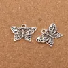 Biały Peacock Anartia Jatrophoe Butterfly Charm Koraliki 100 sztuk / partia 24.8x19.1mm Antyczne Srebrne Wisiorki Biżuteria DIY L1128