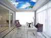 Custom 3D nonwoven zenith blue sky and white clouds apply wall stickers wallpaper the living room bedroom Restaurant Hotel Arcade, shipping