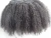 Brazylijski Kręcący Włosy Klips Weft w Ludzkich Rozszerzenia Nieprzetworzone Natural Black / Brown Color 9 SZTUK 1 zestaw Afro Kinky Curl