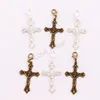 Nr Sun Jezus Crucifix Cross Zapięcie Europejski Lobster Wyzwalacz Charm Koraliki C432 100 sztuk / partia 24x53mm tybetański srebrny / brązowy klips