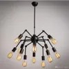 Nordic Industrial vintage Spider Design E27 Edison Chandelier Cafe Bar Light Fixture Adjustable Iron Lamp Decoration black pendant light