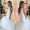 ホワイトマーメイドの花の女の子のドレス2018レースのアップリケバックレス女の子ページェントガウンの結婚式の赤ちゃんの誕生日パーティードレス安い