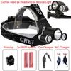 3 LED-koplamp 6000 Lumen CREE XM-L T6 Hoofdlamp Hoge Power LED Bike Light + 2 STKS 18650 5000 MAH Batterijlader + Auto-oplader