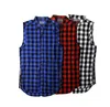 Wholesale-Tyga L K 힙합 골드 사이드 지퍼 오버 사이즈 체크 무늬 플란넬 셔츠 티 캐주얼 지퍼 퍼플 레드 격자 무늬 타탄 라스트 티 셔츠