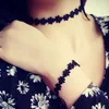 Tattoo Elastische Choker Ketting Armbanden Set Retro Gothic Boho Kant Tattoo Choker Stretch Ketting Zwart Retro Henna Vintage 80s 90s