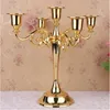 Castiçal de metal dourado, suporte de vela com 5 braços, 27 cm de altura, candelabros para eventos de casamento, bastão de vela 2605