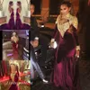2019 Burgundia Czerwony Z Długim Rękawem Prom Dress Sexy Dubaj Kaftan Backless Specjalne okazje Dress Party Dress Plus Size Vestido de Festa Longo