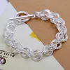 Bracciale in argento sterling placcato da donna stile misto vendita calda, tre volte appeso piccolo cuore doppio cuore piatto bracciale in argento 925 EMB7