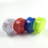 pepper grinders 60mm 3 layer clear plastic grinder with green red blue clear colorful herb grinder for tobacco smoking vapor