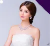 Nowy tani Bling Crystal Bridal Biżuteria Srebrny Naszyjnik Diamentowe kolczyki