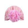 Babymeisje Zachte Katoen Beanie Zuigeling Bloemen Knoop Cap Hospital Hat Kid Headwarp Tulband Gloednieuw HJ122