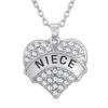 Set di 2 Crystal Love Big Heart Shape Ciondolo nipote e zia Collana placcata argento Gioielli Keepsake austriaci