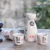 Sake japonés set para 4 cerámica botella de vinos tazas tazas de matraz chino bendición de bendición oráculo sobre regalos asiáticos blancos