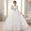 Bridal Dresses Built-in-bra Applique Wedding Dress Three Quarter Sleeve Bateau Neck Casamento Bridal Wedding Gown Robe De Mariage Renda Boda