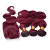 99J Wine Red Brazilian Human Hair Weaves With Closure 4Pcs Lot Virgin Brazilian Burgundy Hair 3Bundles With 4x4 Lace Closure Body3396376