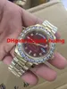 Luksusowy 43mm Gold Big Diamond Mechanical Man Watch (niebieski, czarny, zielony, Claret Gules) Dial Automatyczne zegarki męskie ze stali nierdzewnej