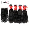 5 pcs lote brasileiro kinky cabelos encaracolados com fechamento 7a não transformado profundamente encaracolado cabelo humano tecer 4 pacotes e top lace fecho tamanho 4 * 4