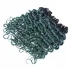 Två tongrön djupvåghår förlängning 3 buntar djupvåg Curly Green Ombre Peruvian Virgin Human Hair Weft 3pcs / Lot