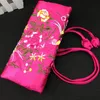 Embroidered flower bird Silk Jewelry Travel Bag Roll n go Cosmetic Bag for Makeup Drawstring Bag Foldable Storage Pouch 30pcslot9043546