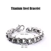 Persoonlijkheid titanium stalen schedel kettingen armbanden overdreven polsbandjes armband vintage sieraden brace kant hoge kwaliteit